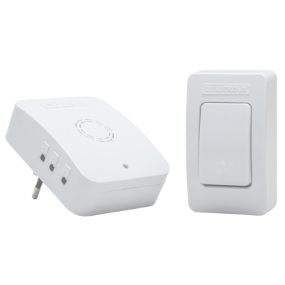 Campainha Sem Fio Alcance 150Mts Branco Bivolt Transmissor/Receptor 52 Toques Musicais - Qualitronix
