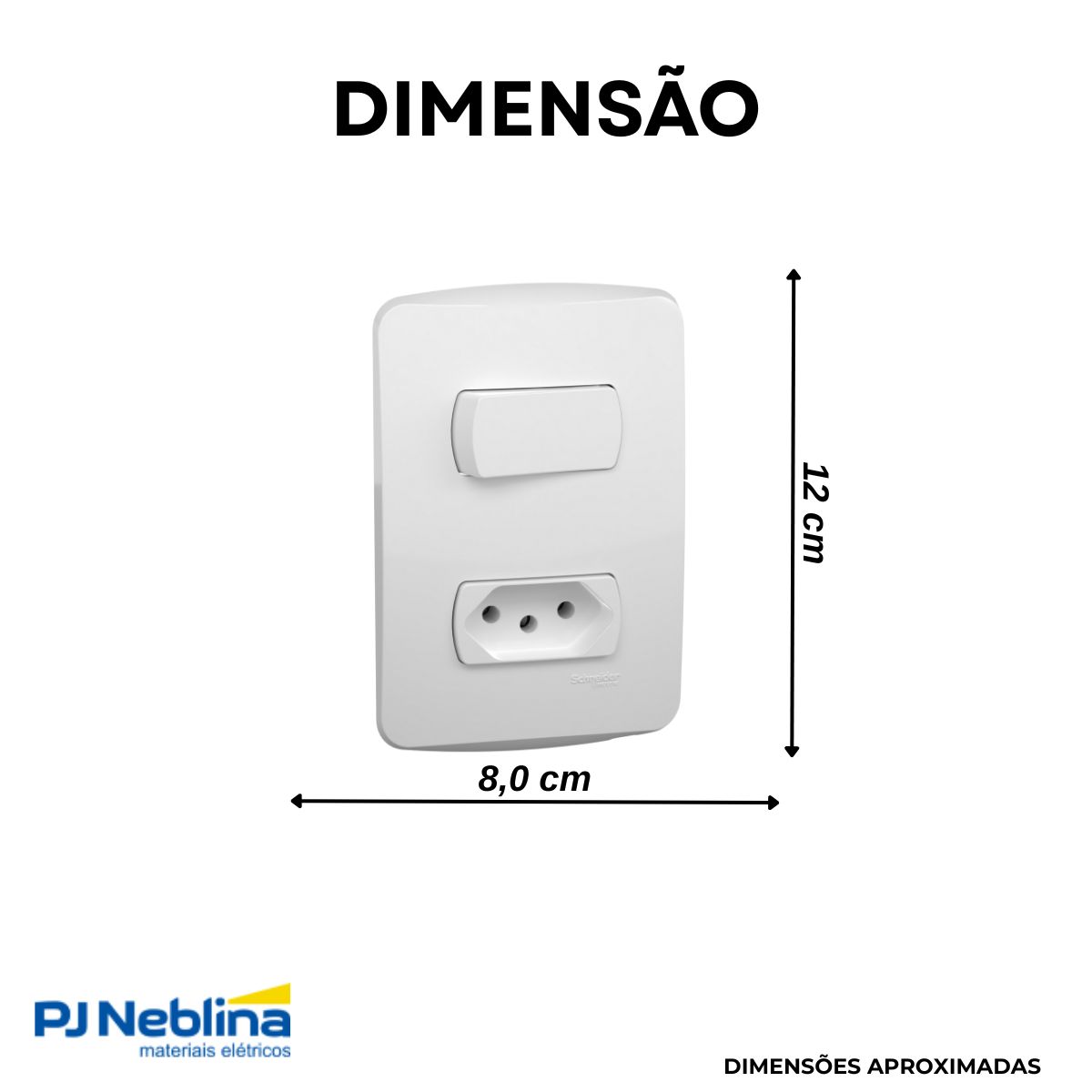 Conjunto 1 Interruptor Simples + 1 Tomada 2P+T Distanciados 10A 250V C/Placa 4X2 Branco Miluz - Schneider
