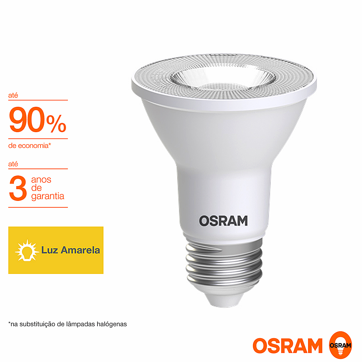 Lâmpada Led Par20 5,5W Bivolt E27 2700K Luz Amarela - Ledvance