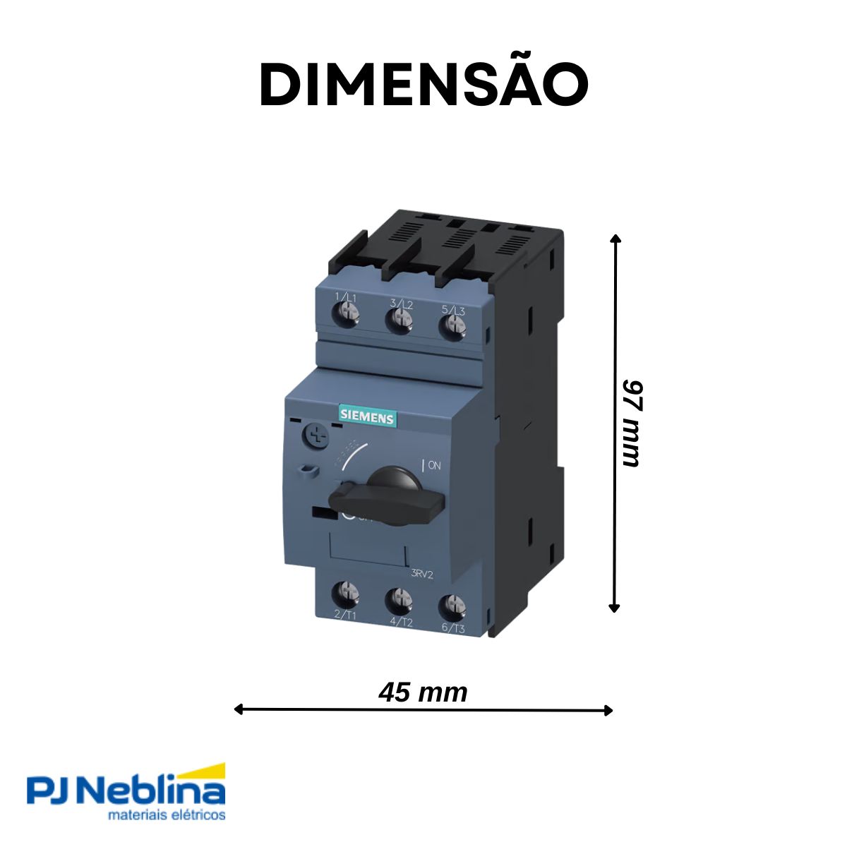 Disjuntor Motor Tripolar 2A 1,4-2A 0,75Kw 400V 100Ka 400V 50/60Hz - Siemens