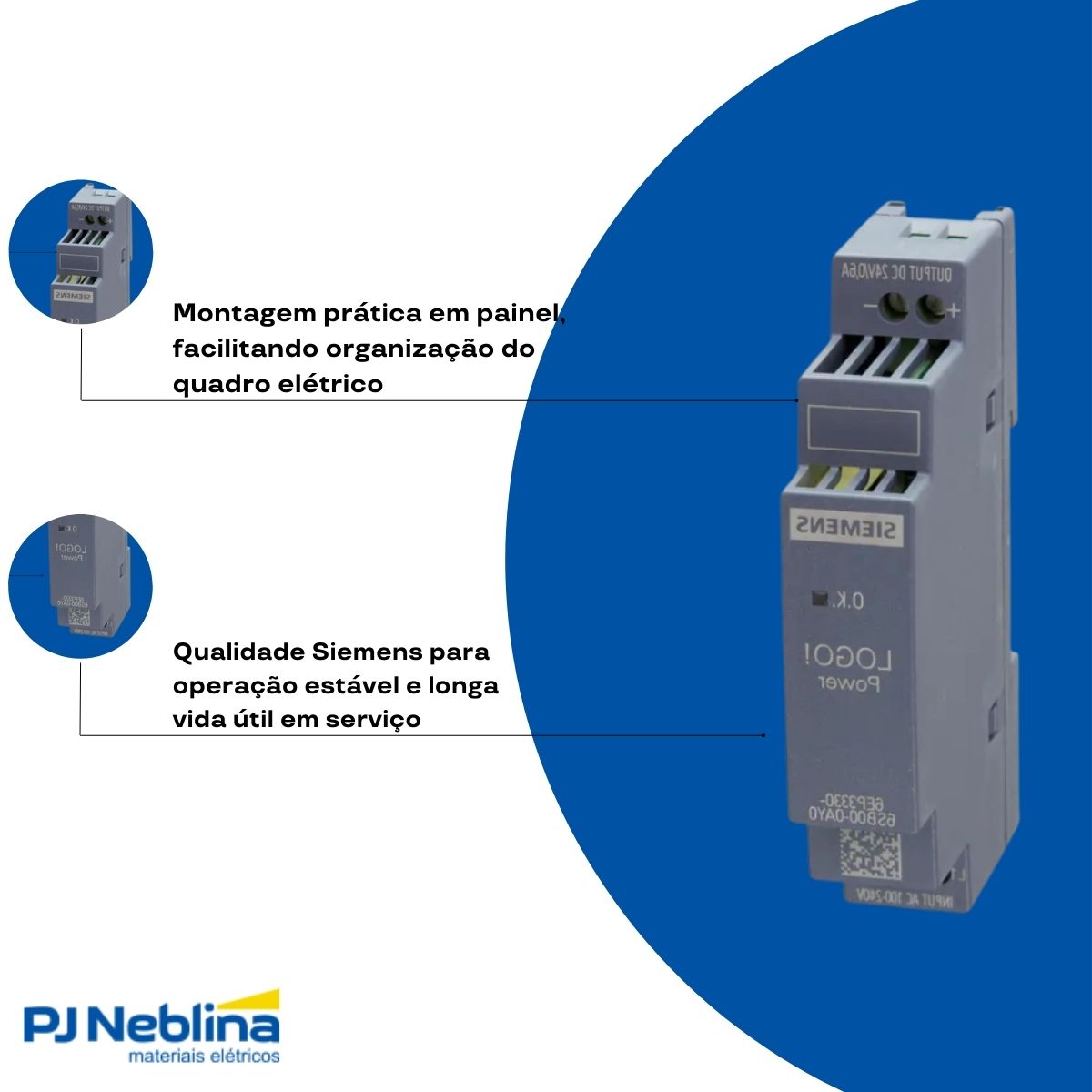 Módulo Alimentação Clp Fonte E=100-240V S=24Vcc 0,6A Logo Power - Siemens