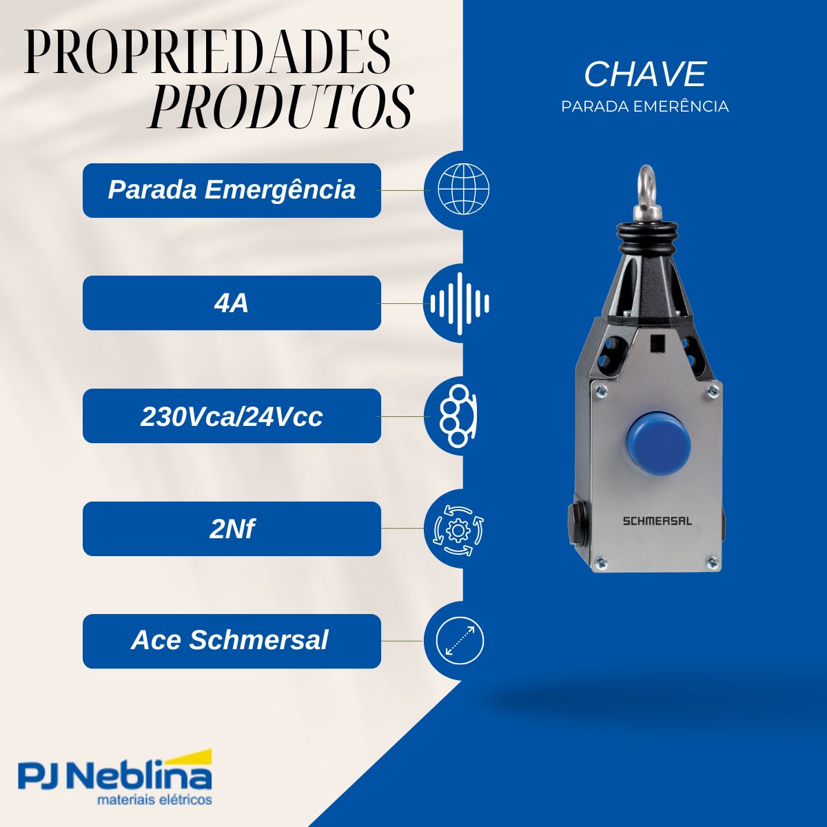 Chave Parada Emergência Monitoramento Cabo Metálico/Alumínio Pt/Alumínio 4A 230Vca/24Vcc 2Nf Ip67 A Prova Explosão - Ace Schmersal