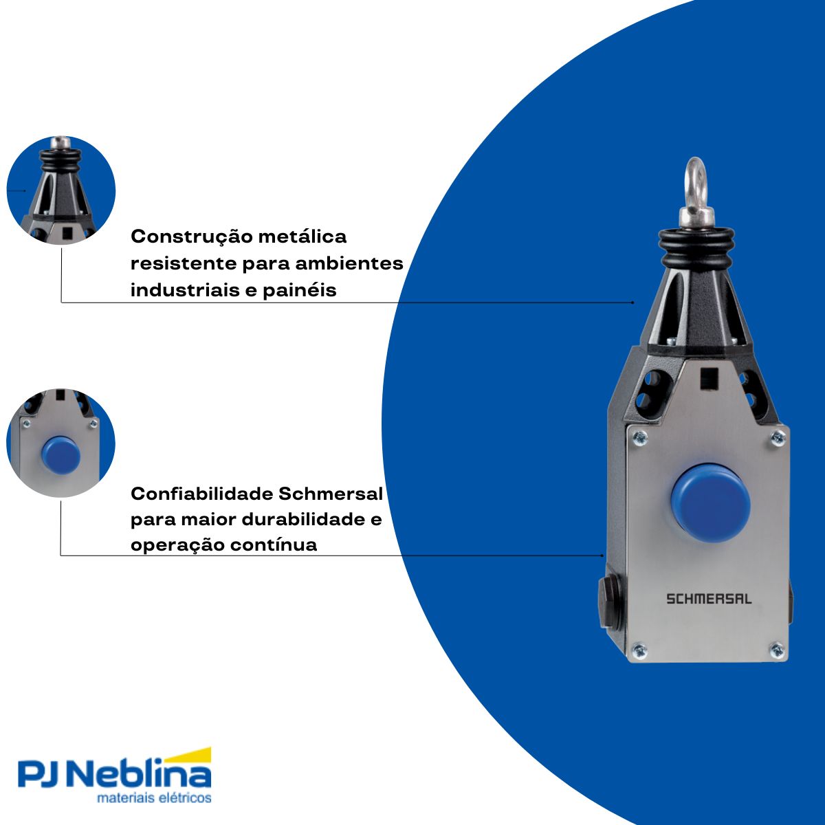 Chave Parada Emergência Monitoramento Cabo Metálico/Alumínio Pt/Alumínio 4A 230Vca/24Vcc 2Nf Ip67 A Prova Explosão - Ace Schmersal