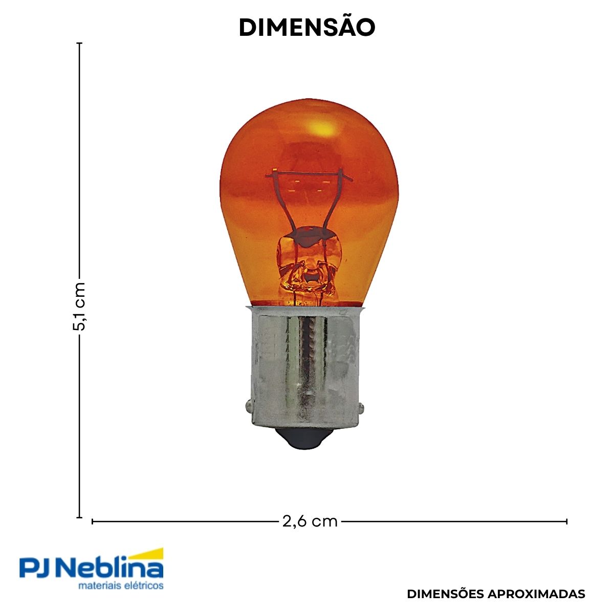 Lampada Incandescente Automotiva P27w 27w 24v Bau15s Ambar