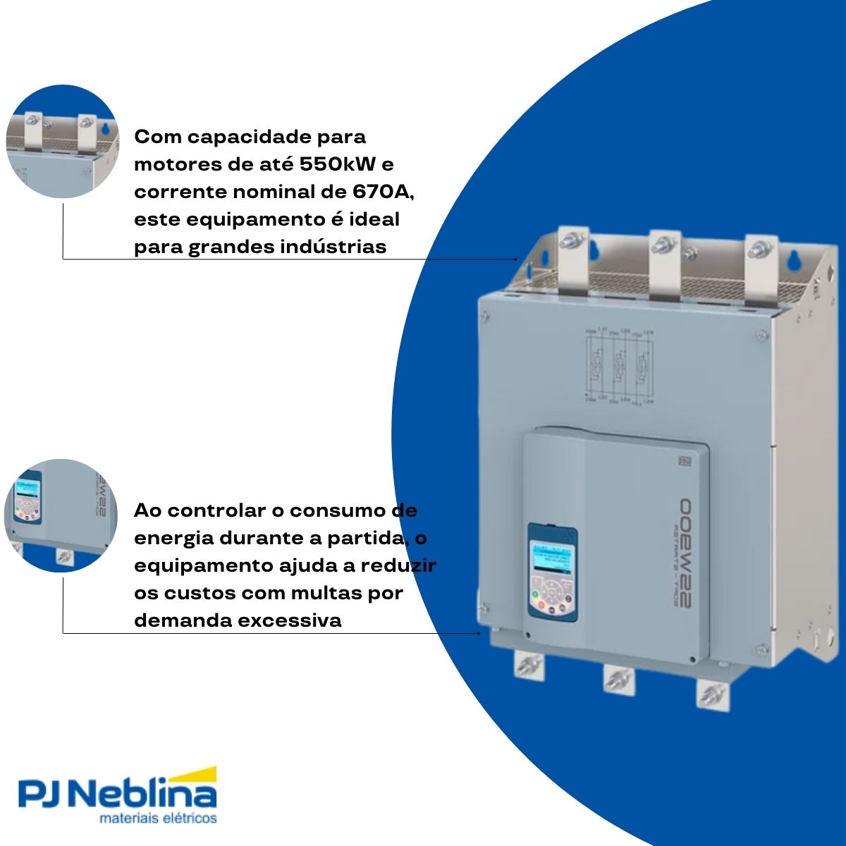 Chave Partida Softstarter Trifásico 670A 220-575V 550Kw Ip00 - Weg