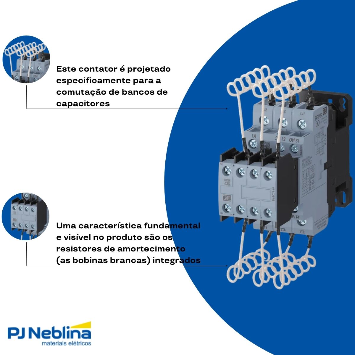 Contator Manobra Capacitor Tripolar 220V 50/60Hz 2Na+1Nf 25Kvar/380-415V 55G - Weg