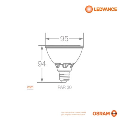 Lâmpada Led Par30 9,5W Bivolt E27 6500K Luz Branca - Ledvance