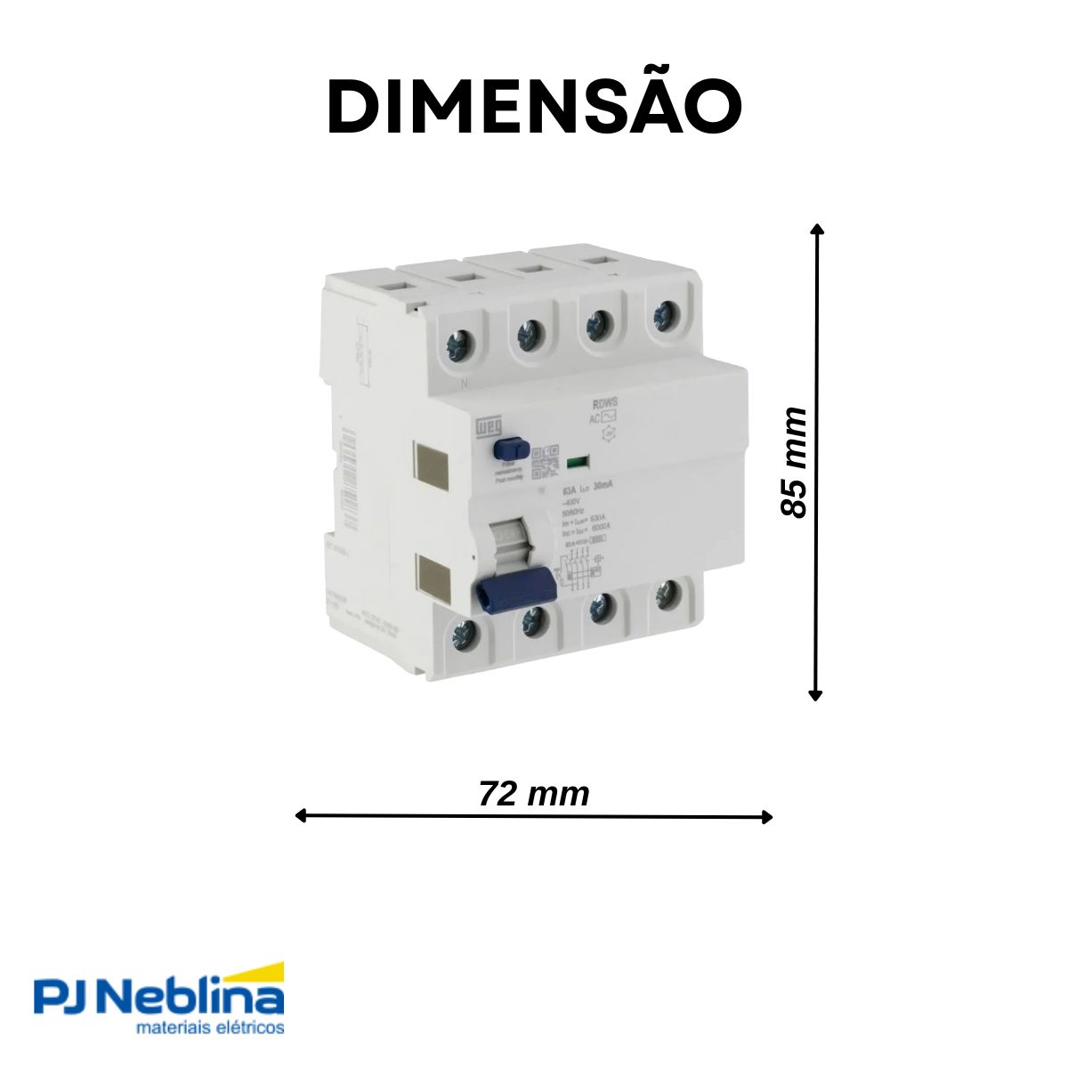 Interruptor Diferencial Residual 63A 30Ma 4P - Weg