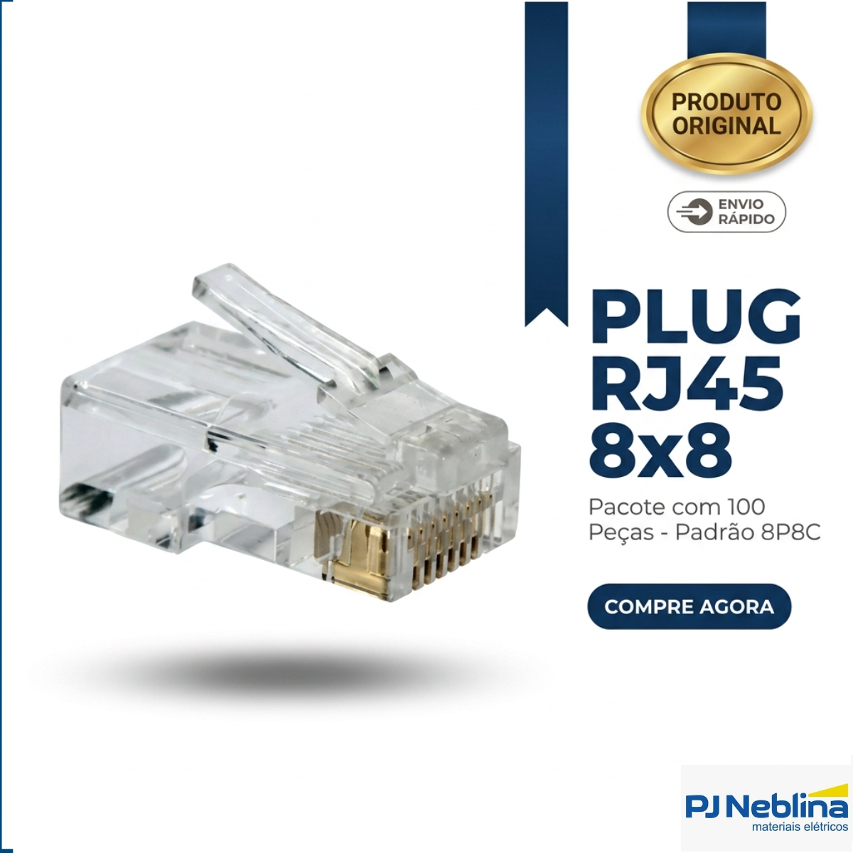 Plug Rj45 8X8 Pacote 100Peças - Asantos