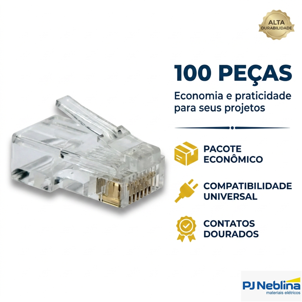 Plug Rj45 8X8 Pacote 100Peças - Asantos