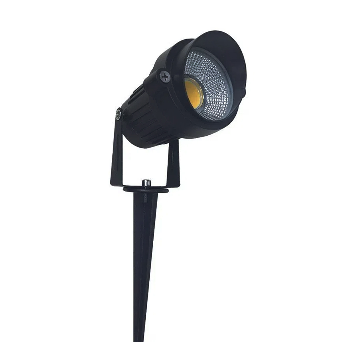 Luminária Espeto Led Jardim Redonda Preto 7W Bivolt 3000K Luz Amarela - Bronzearte