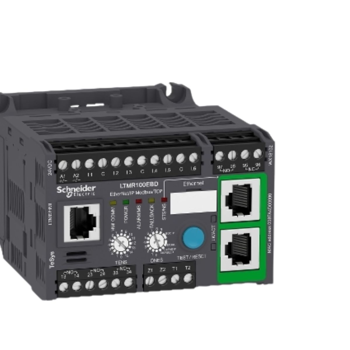 Rele Inteligente Ethernet Controle Motor Entrada 6 Logica 1Na+1Nf Sinal Falha/3Na 24Vcc 5-100A - Schneider