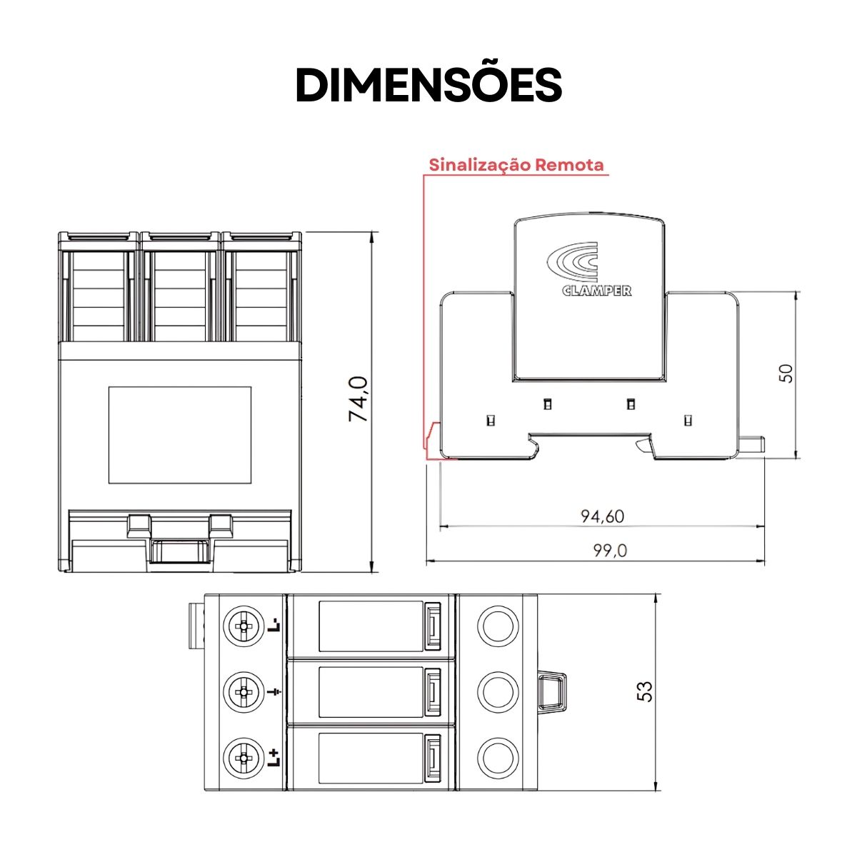 Protetor DPS Solar 1040V 40KA Telefônico e Energia - Clamper