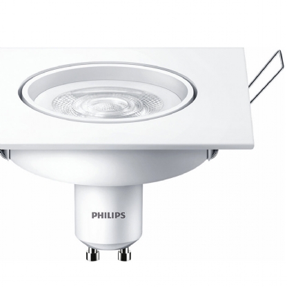 Luminária Spot Led Embutir Quadrada 5W Bivolt 2700K Luz Amarela - Philips