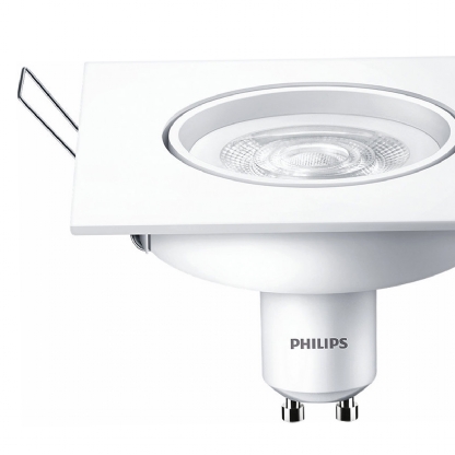 Luminária Spot Led Embutir Quadrada 5W Bivolt 2700K Luz Amarela - Philips