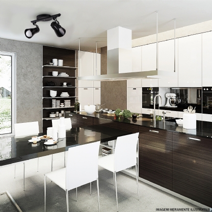 Spot Trilho Octa Duplo Direcionavel Bivolt E27 20W Preto - Startec