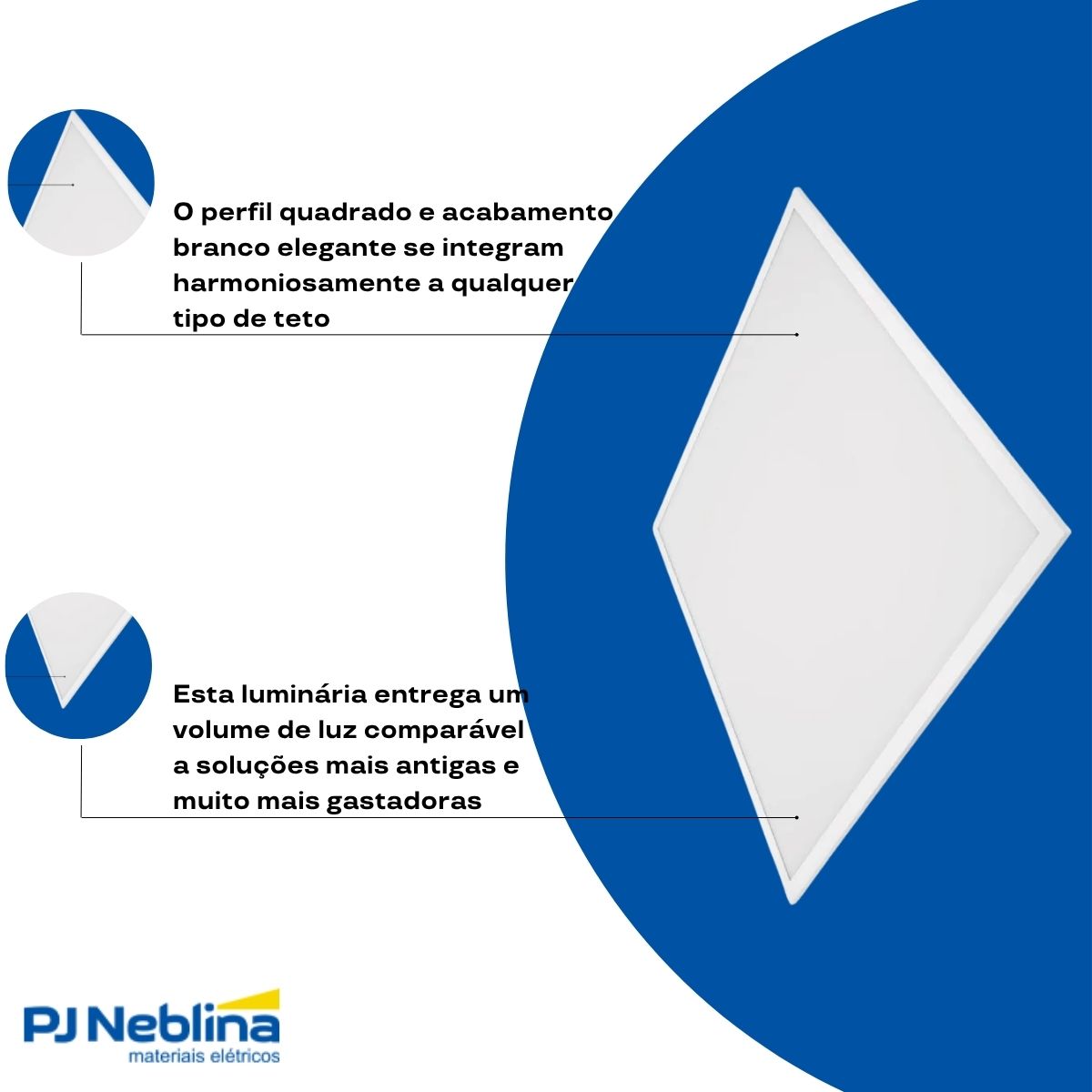 Luminária Plafon Led Embutir Quadrado Branco 40W Bivolt 4000K Branco Neutro 3000Lm - Ourolux