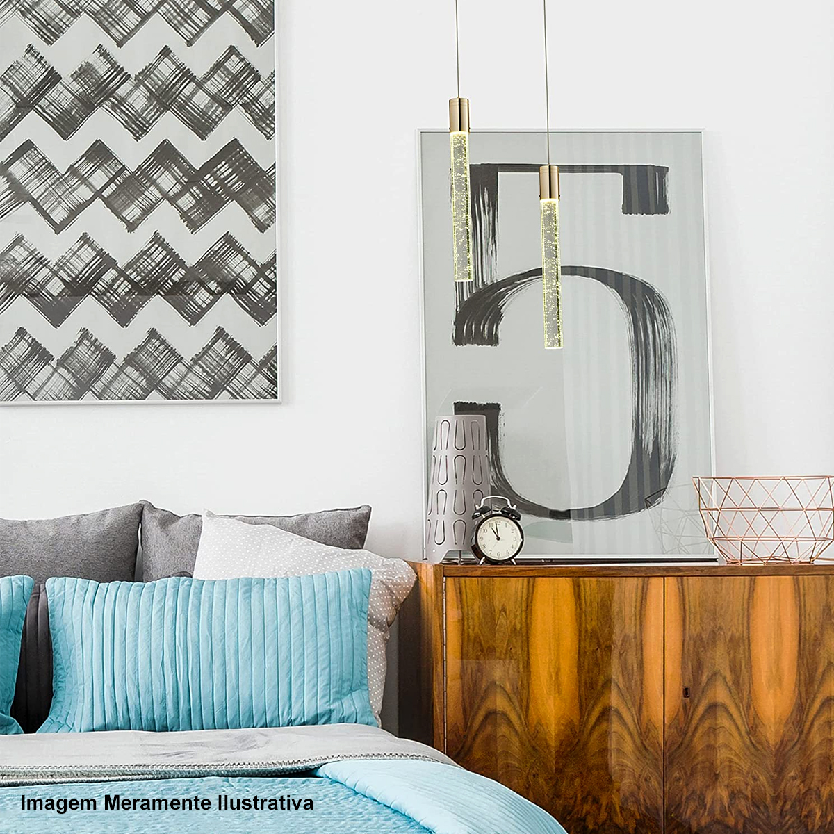 Pendente Tubo Cristal Aço E Led Gd 4000K - Hevvy