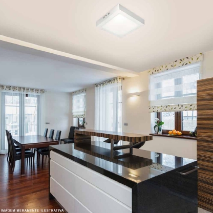 Luminária Painel Led Sobrepor Quadrado Branco 12W Bivolt 4000K Luz Branca 1020Lm Home Led - Bronzearte