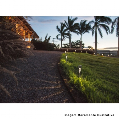 Luminária Balizador Led Jardim Redonda 0,06W Solar 6000K Luz Branca - Ecoforce