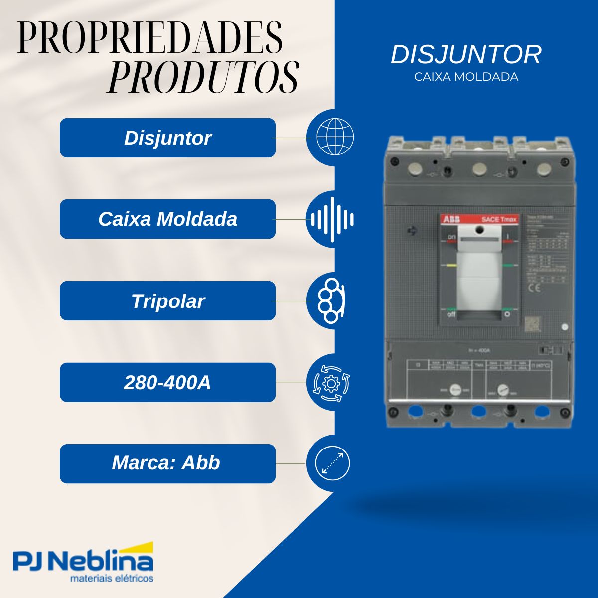 Disjuntor Caixa Moldada Tripolar 280-400A 36Ka 380/415V 50/60Hz - Abb