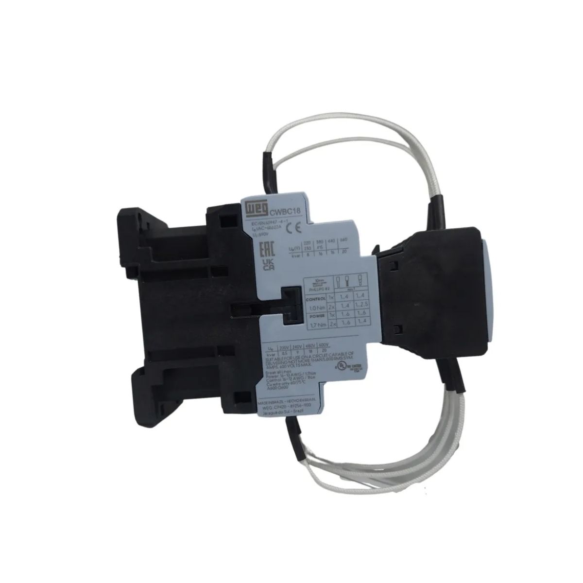 Contator Manobra Capacitor Tripolar 220V 50/60Hz 2Na+1Nf 16Kvar/380-415V 55G - Weg