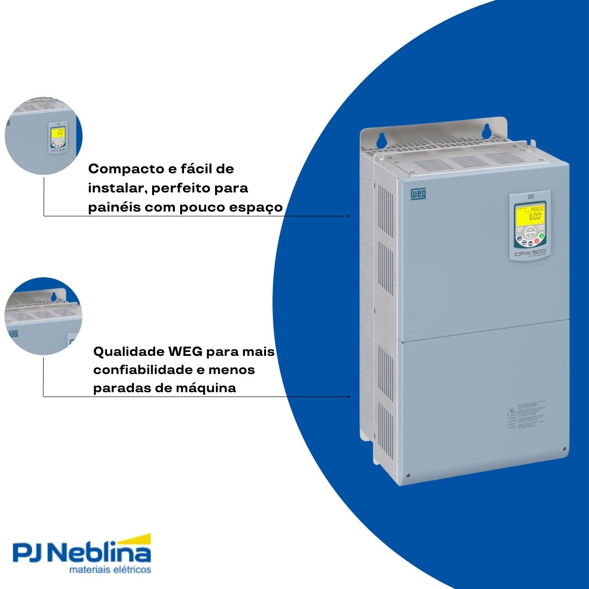 Inversor Frequência Trifásico 380-480V 50/60Hz 61A 30Kw - Weg