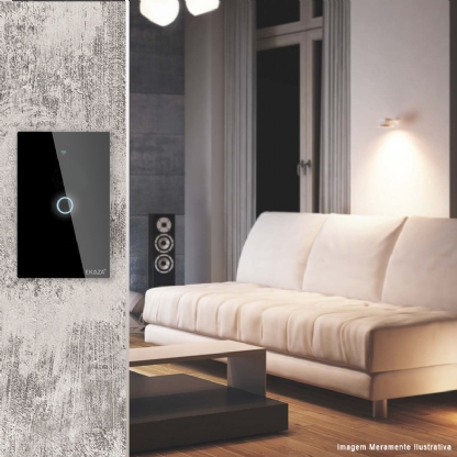 Interruptor Inteligente Smart Wifi Touch 1 Botão Bivolt 4X2 Preto Android/iOS Alexa/Google - Ekaza