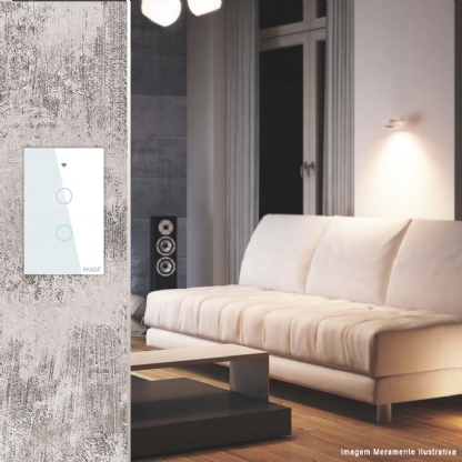 Interruptor Inteligente Smart Wifi Touch 2 Botões Bivolt 4X2 Branco Android/iOS Alexa/Google - Ekaza