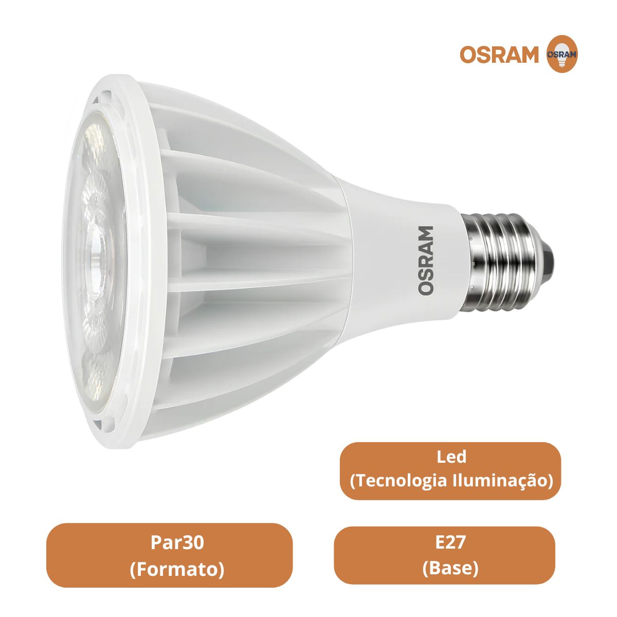 Lâmpada Led Par30 28W Bivolt E27 3000K Luz Amarela 3000Lm 30G 7017621 - Osram