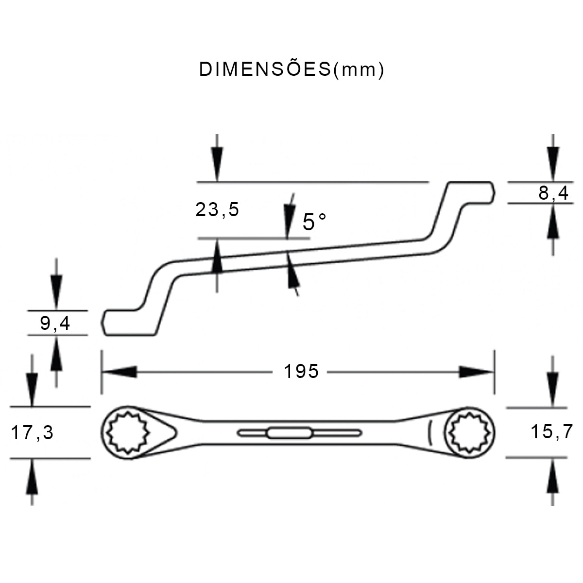 Chave Estrela 3/8X7/16 Polegadas 195Mm Aço Cromo Vanadium 003.552 - Gedore