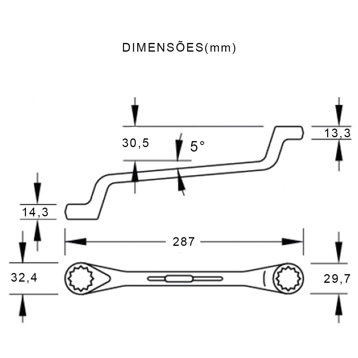 Chave Estrela 13/16X7/8 Polegadas 287Mm Aço Cromo Vanadium 003.558 - Gedore