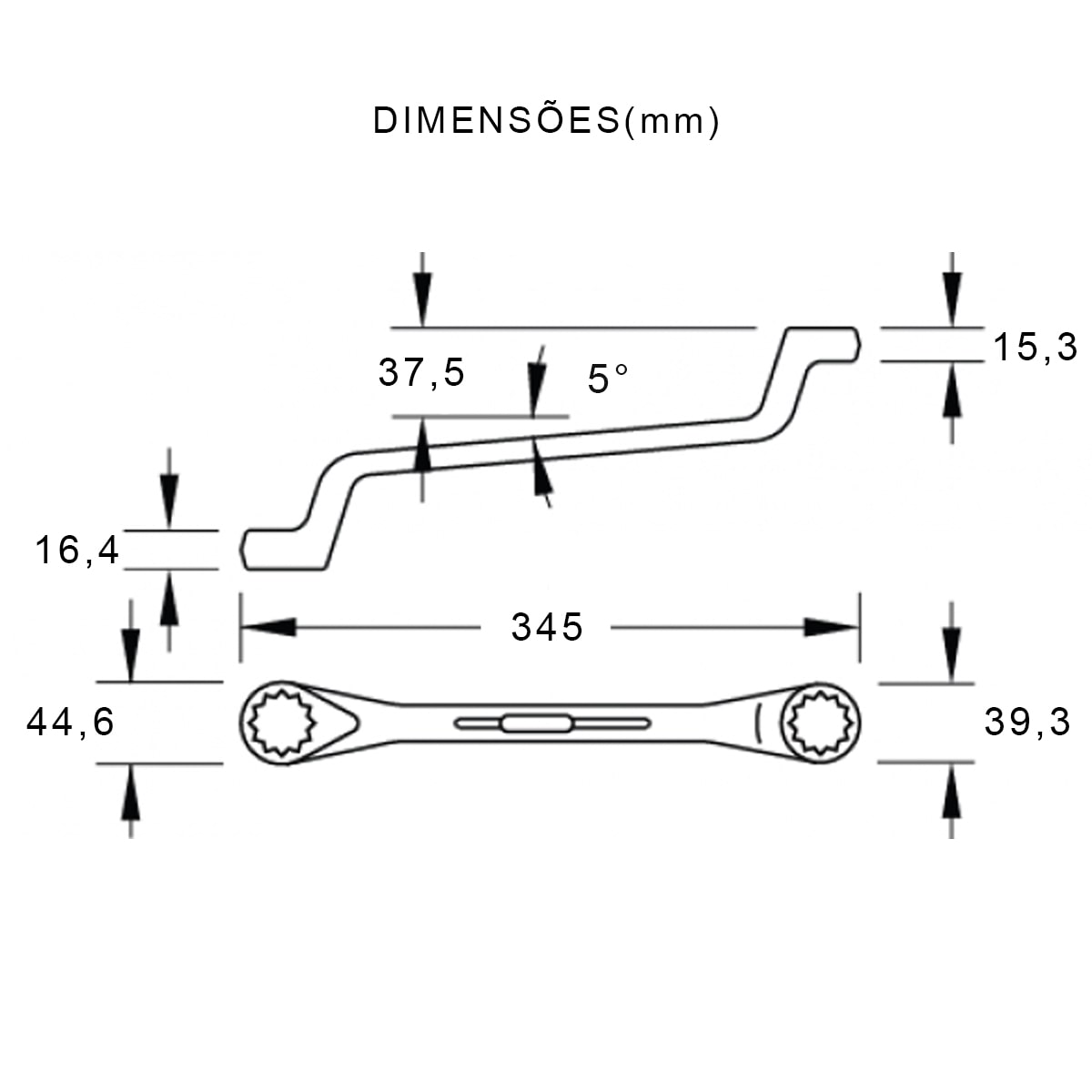 Chave Estrela 1.1/16x1.1/8 Polegadas 345Mm Aço Cromo Vanadium 003.560 - Gedore