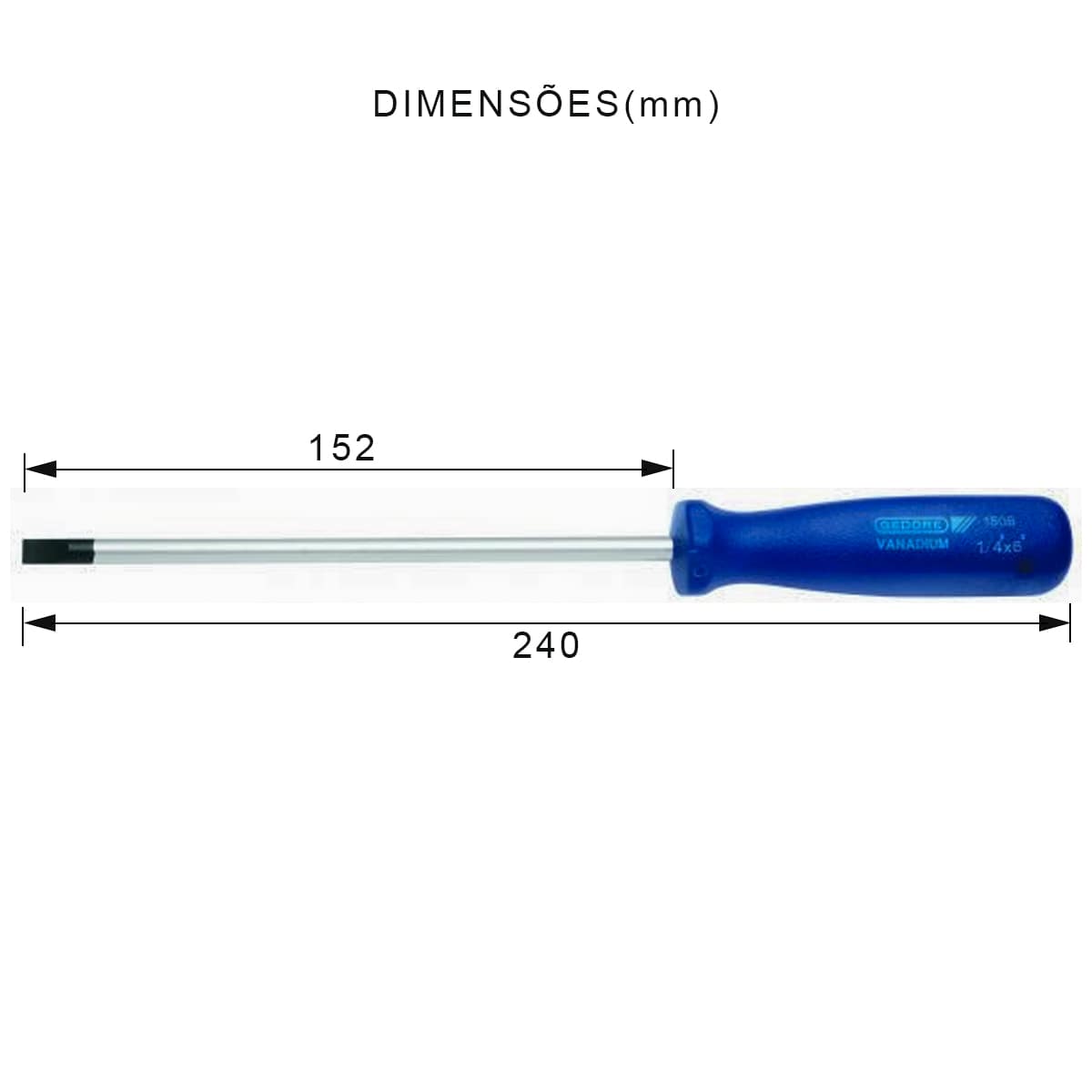 Chave Fenda Simples Borne 3/16X6 Polegadas 4X150Mm Cabo Ergonômico 240Mm 035.940 - Gedore