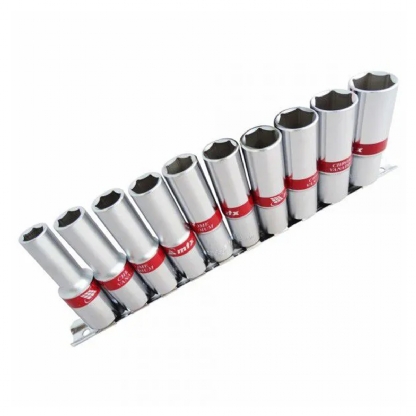 Jogo Soquete Longo Sextavado Encaixe 1/2 10 A 22 mm 10 Peças - Mtx