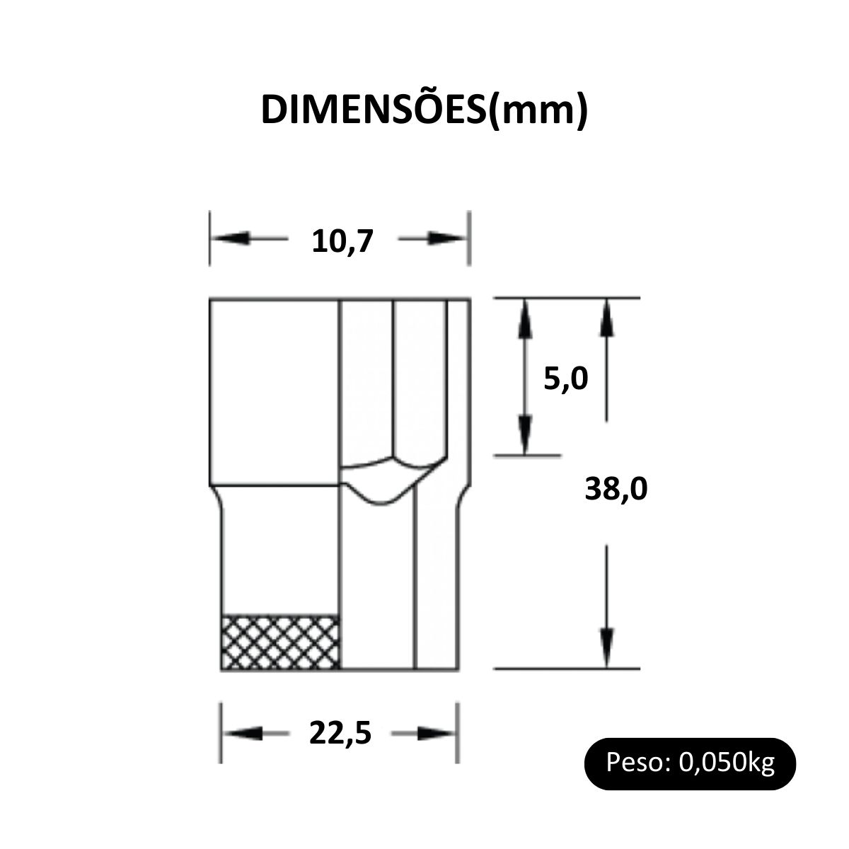 Soquete Sextavado 6mm Enc 1/2