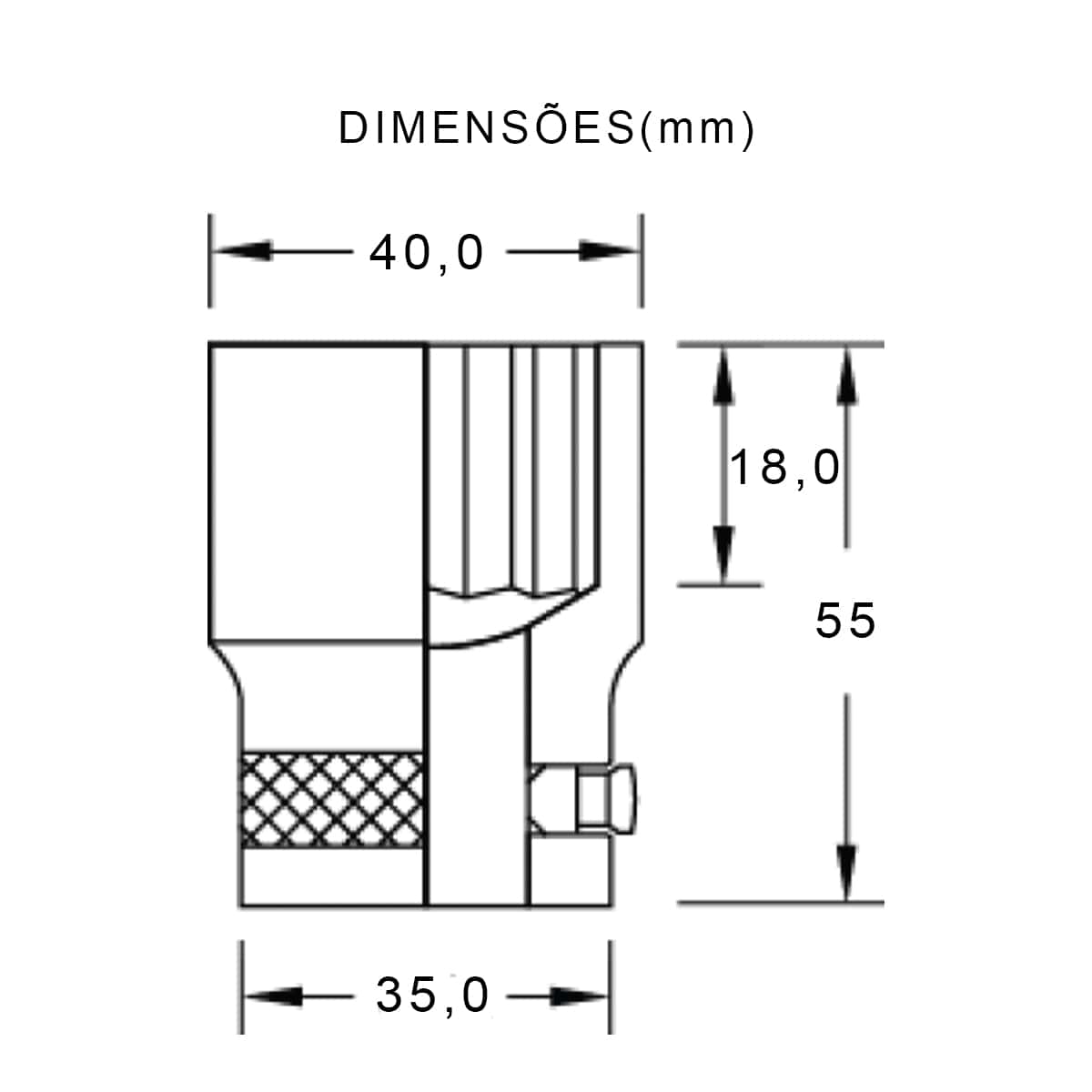 Soquete Estriado 28Mm Encaixe 3/4Pol 017.016 - Gedore