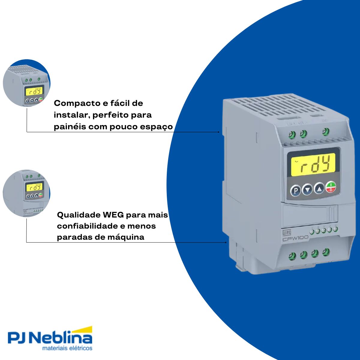 Inversor Frequência Monofásico 200-240V 50/60Hz 7,3A 1,5Kw - Weg
