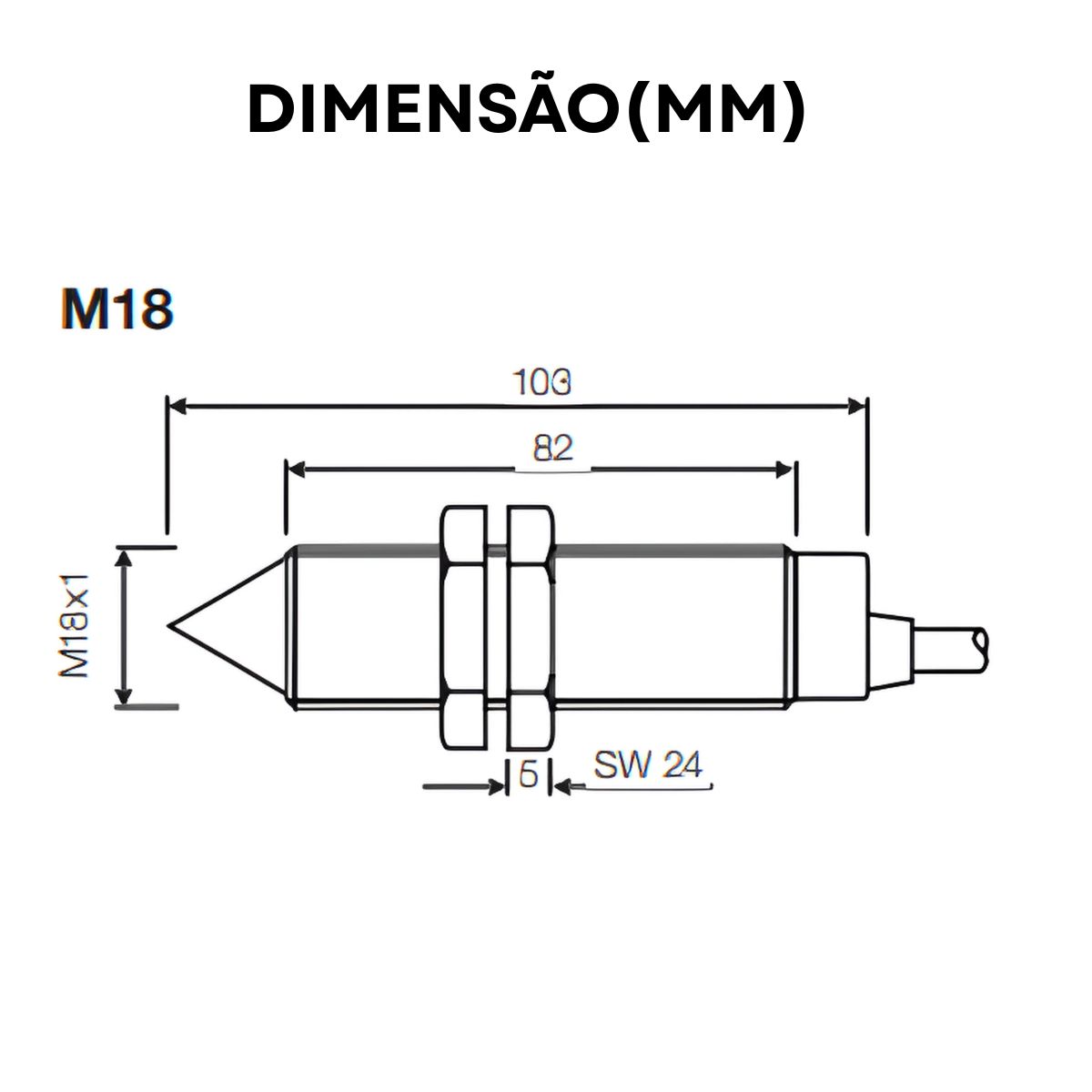 Sensor Fibra Óptica Barreira 10-30Vcc Pnp Conector IP65 Cilíndrico Roscado Metálico 12366251 Weg