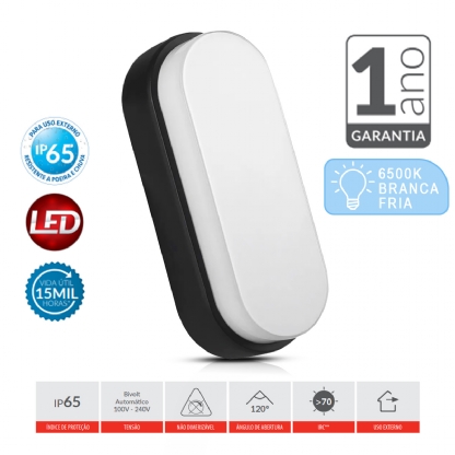 Luminária Tartaruga Led Hummer Evo Preto 12W Bivolt 6500K Luz Branca Ip65 - Avant