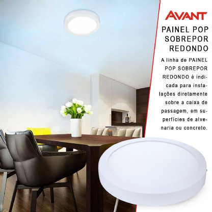 Luminária Plafon Led Sobrepor Redondo Branco 18W Bivolt 3000K Luz Amarela - Avant