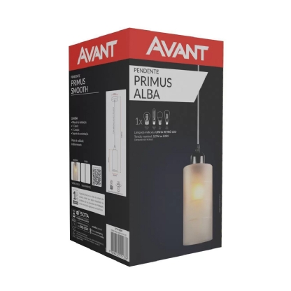 Luminária Pendente Led Primus Transparente/Fosco Listrado 1X15W 1X E27 - Avant