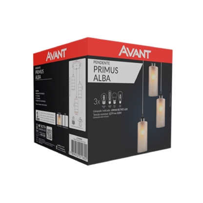 Luminária Pendente Led Primus Transparente/Fosco Listrado 3X15W 3X E27 - Avant
