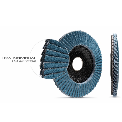 Disco Flap 4.1/2 115mm Furo 7/8 22,23mm Gr. 100 Fibra Vidro Cônico Tipo B - Starrett