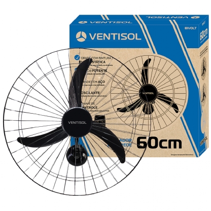 Ventilador Parede New Premium 220V 147W 60cm Grade Metalica Preto - Ventisol
