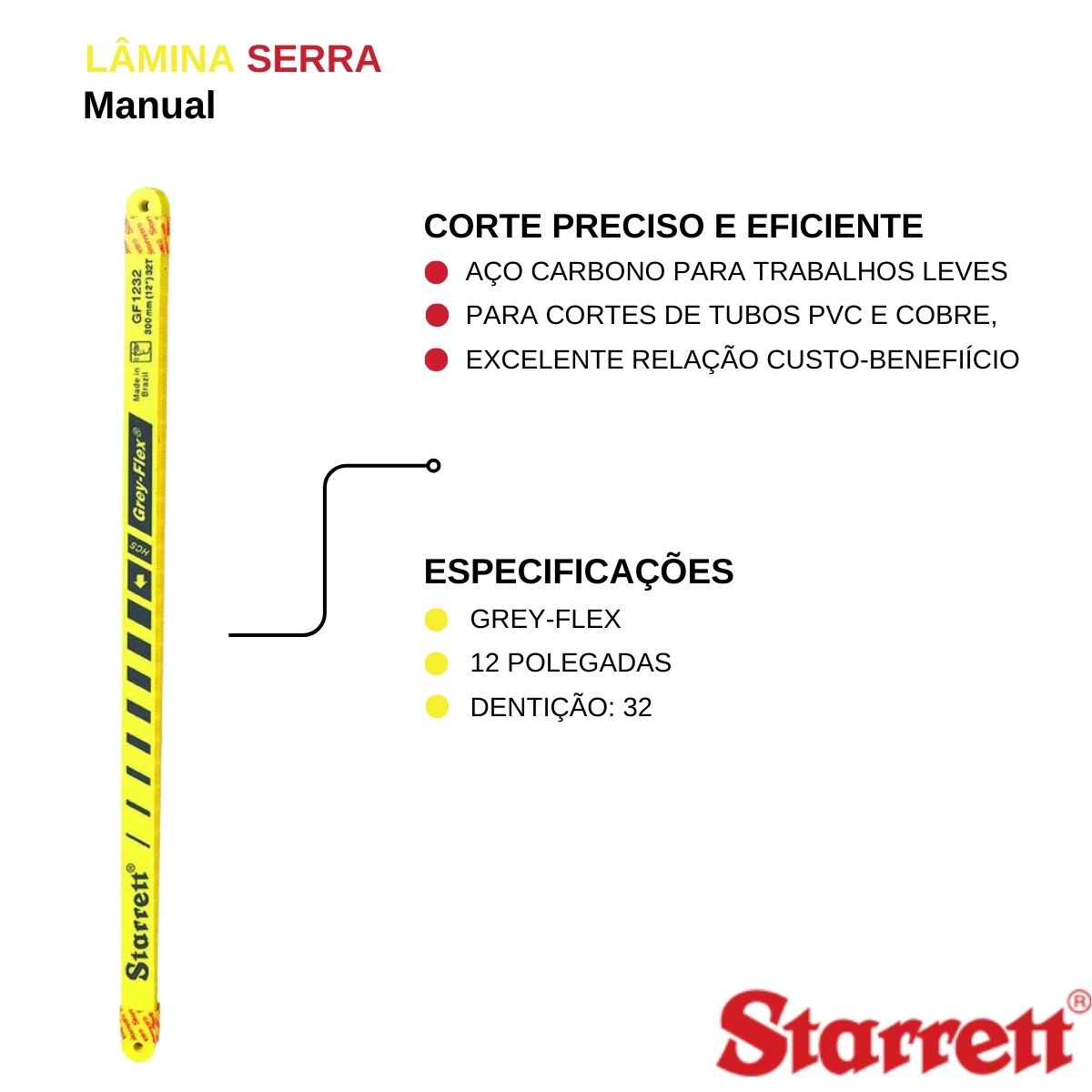 Lâmina Serra Manual Grey-Flex 12Pol 32D Gf1232 Starrett