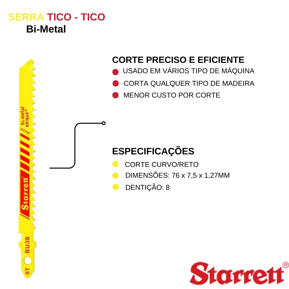 Serra Tico-Tico Bi-Metal 75Mm 8D Com 2 Bu38-2 Starrett