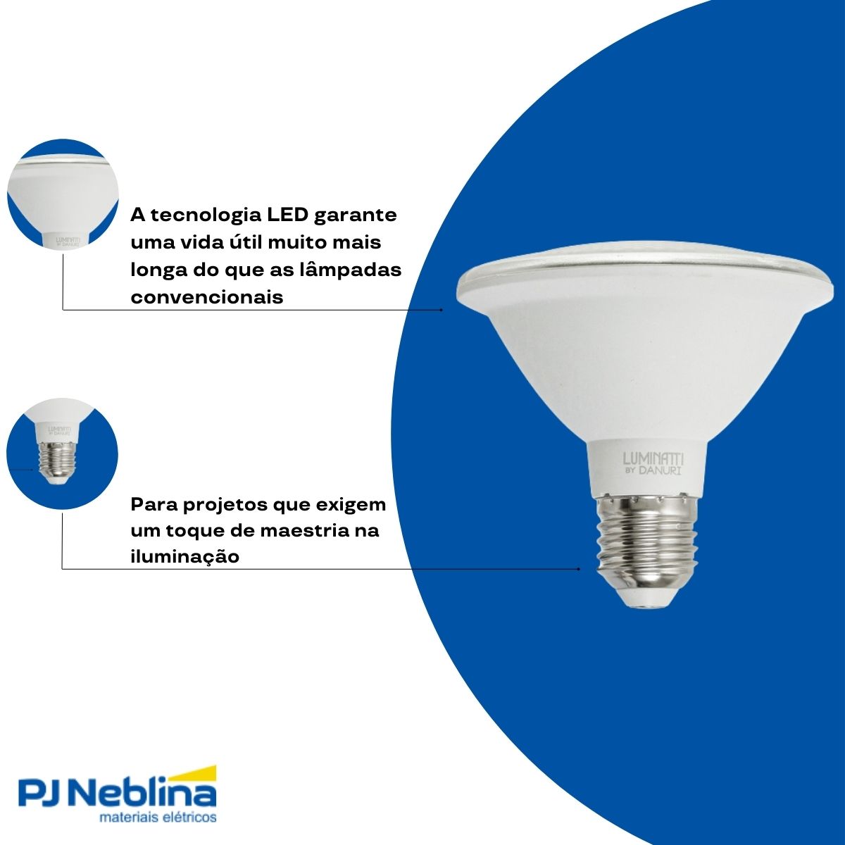 Lâmpada Led Par30 10W Bivolt E27 4000K Branco Neutro Luz Branca 940Lm 40G - Luminatti