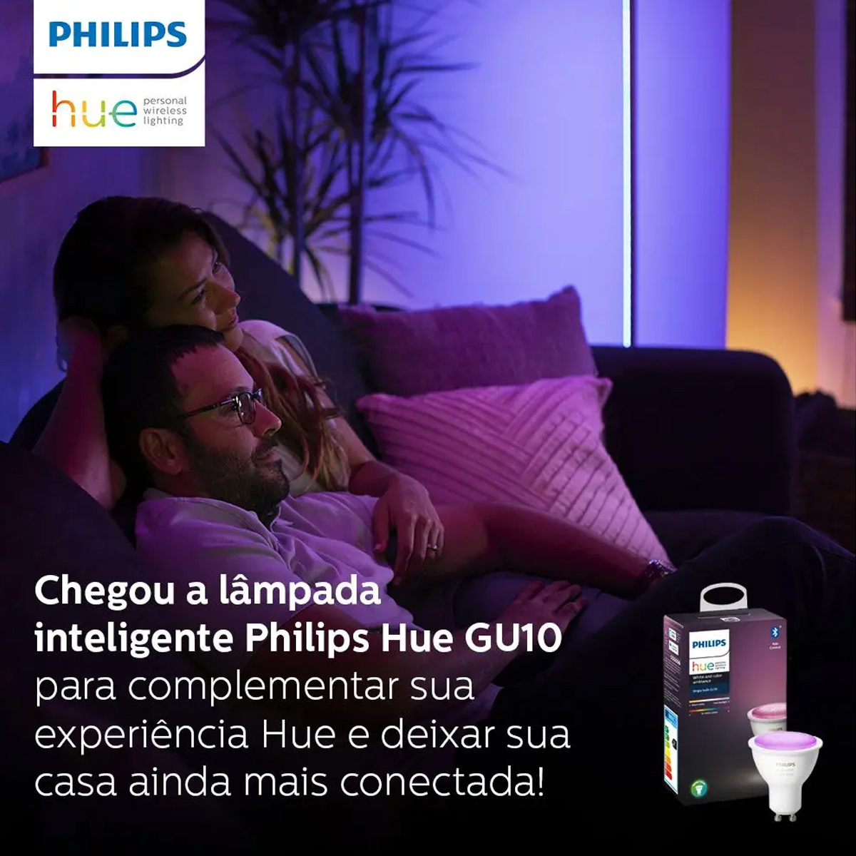 Lâmpada Led Dicroica 6W 127V Gu10 2000K/6500K Luz Amarela/Luz Branca 250Lm Dimerizável Smart+Wifi Philips