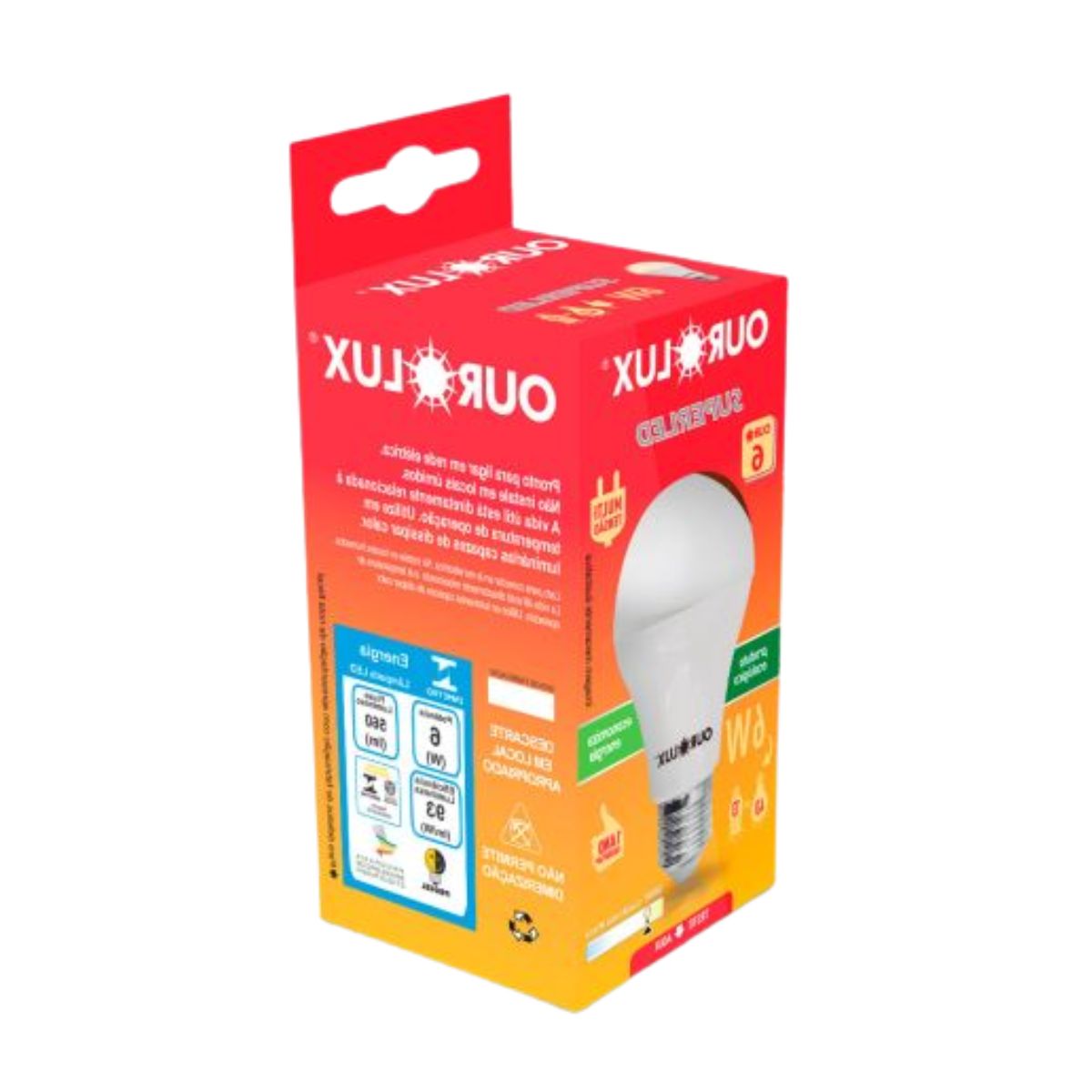 Lâmpada Led Bulbo A55 6W Bivolt 3000K Luz Amarela 560Lm Superled - Ourolux